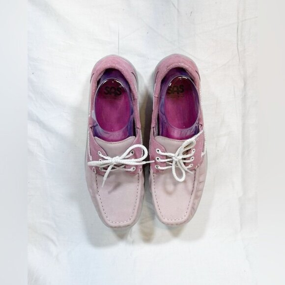 SAS Pink Leather Glitter Breast Cancer Awareness Boat Deck Shoes~9.5~ - Picture 4 of 8